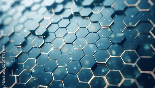 Futuristic blue hexagonal technology background with glowing honeycomb pattern