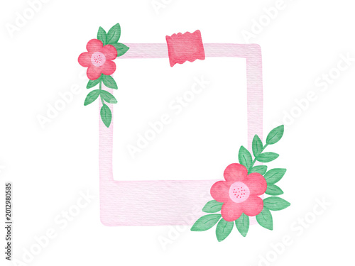 Watercolor Floral Polaroid Frame Illustration 