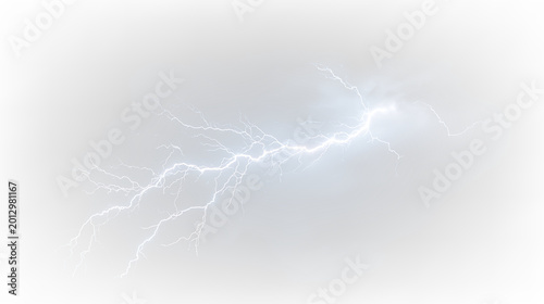 Foto Lightning strikes across a cloudy sky during a storm at midday in an open area w