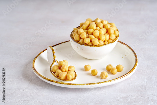 Cooked chickpeas in plate