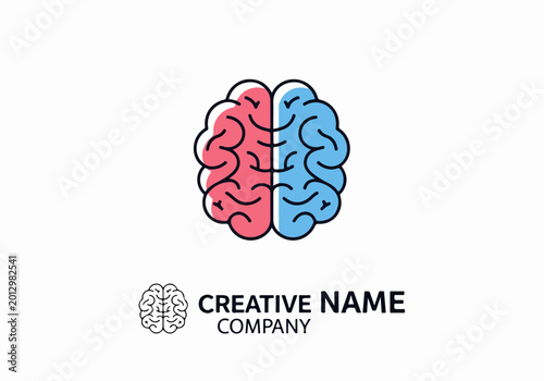 Foto Creative Brain Logo With Dynamic Abstract Shape Elements
