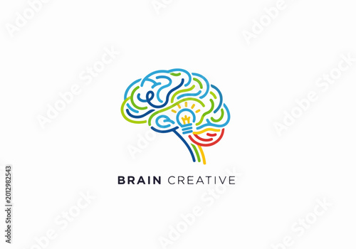 Fotografía Creative Brain Logo With Dynamic Neural Flow Pattern