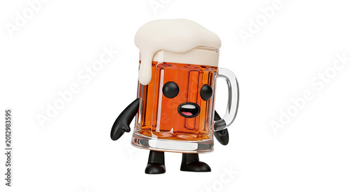 Cartoon Beer Mug Character with Surprised Expression