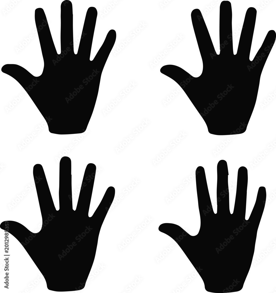 Fototapeta premium hand palm and finger silhouette icon collection vector