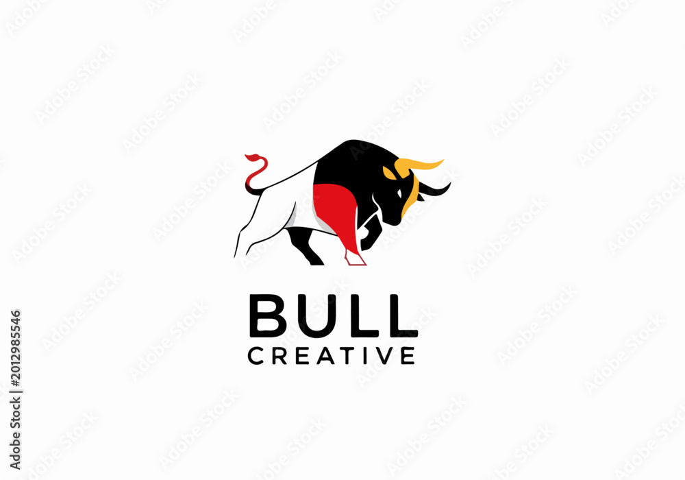 Fototapeta premium Creative Bull Head Logo With Abstract Artistic Style