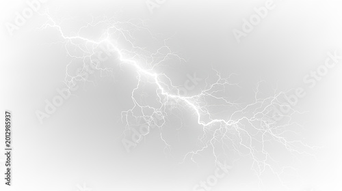 Photos Lightning bolt striking in the sky with branches extending from the center on a
