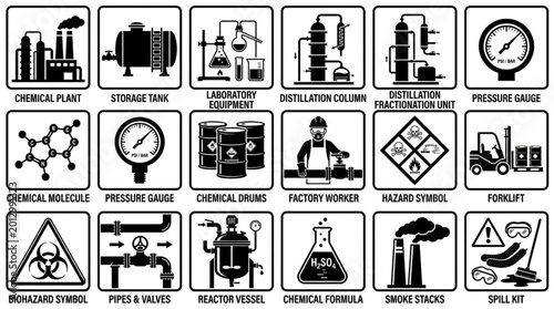 Photos Industrial Chemical Factory Equipment Symbols.