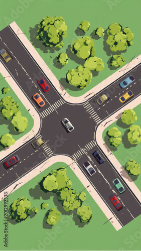 Konstfotografi Cars driving on road intersection.