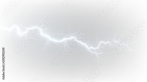 Canvas Print Bright lightning bolt appears on a transparent background showing electrical ene