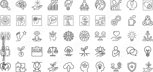 Foto Mental health assessment and improvement icons for psychology and emotional well