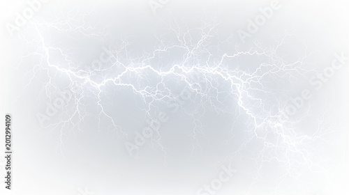 Schilderij op canvas Electric lightning bolt on a transparent background with complex shapes