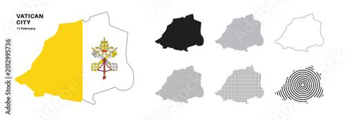 Set of isolated vatican city maps. vatican city flag overlaid with flag proportions. Maps and traveling around the world