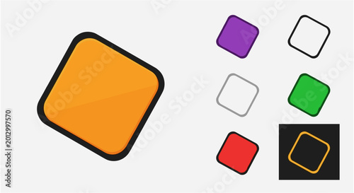 Obraz na płótnie Modern geometric icons featuring large orange square with smaller colored square variations