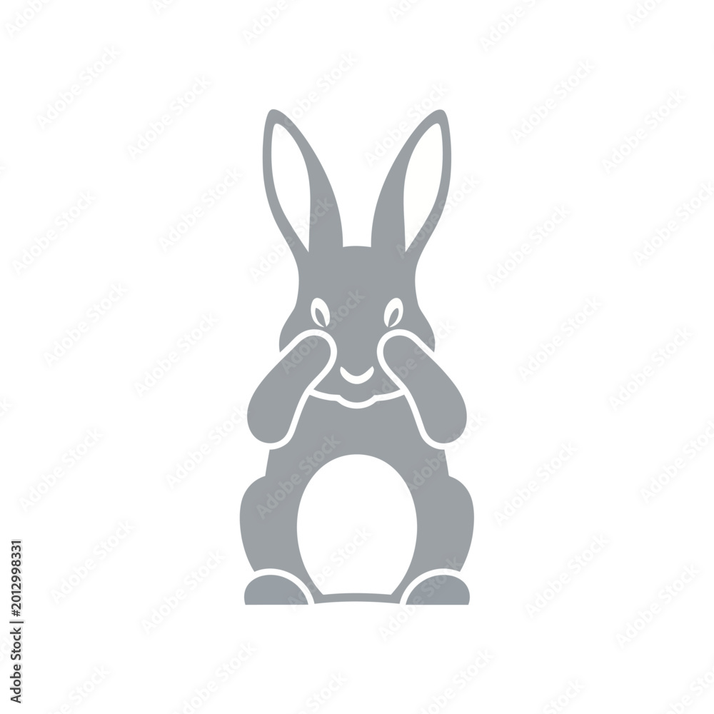 Fototapeta premium Gray rabbit cartoon character face.