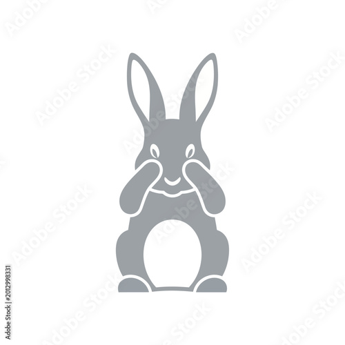 Gray rabbit cartoon character face.