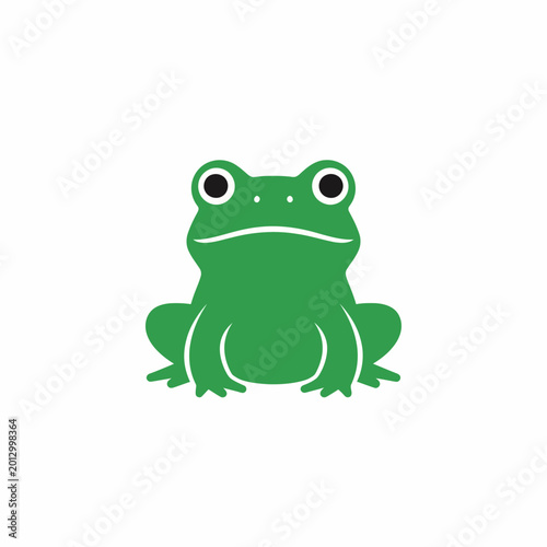 Green Cartoon Frog Sitting Alone.
