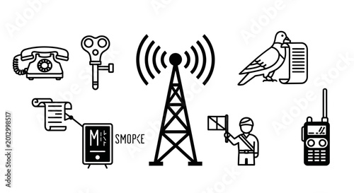 Telecommunication tower with mobile devices.