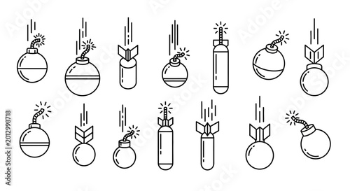Various bomb icons in different shapes.