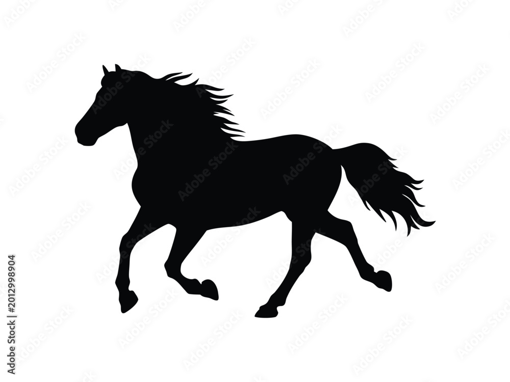 Obraz premium A silhouette of a running horse vector illustration on a white background