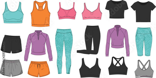 Konstfotografi Women Sportswear Collection with Fitness Tops Leggings Shorts and Athletic Cloth