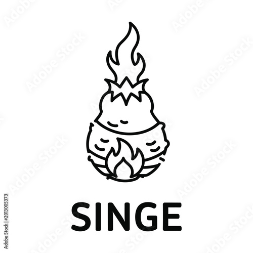 Fotografie A simple line drawing of a flame on a pot  singe icon