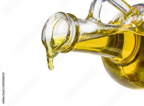 organic olive oil pouring on transparent or white background