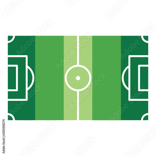 Bild auf Leinwand Green soccer field with white lines and goals illustration icon