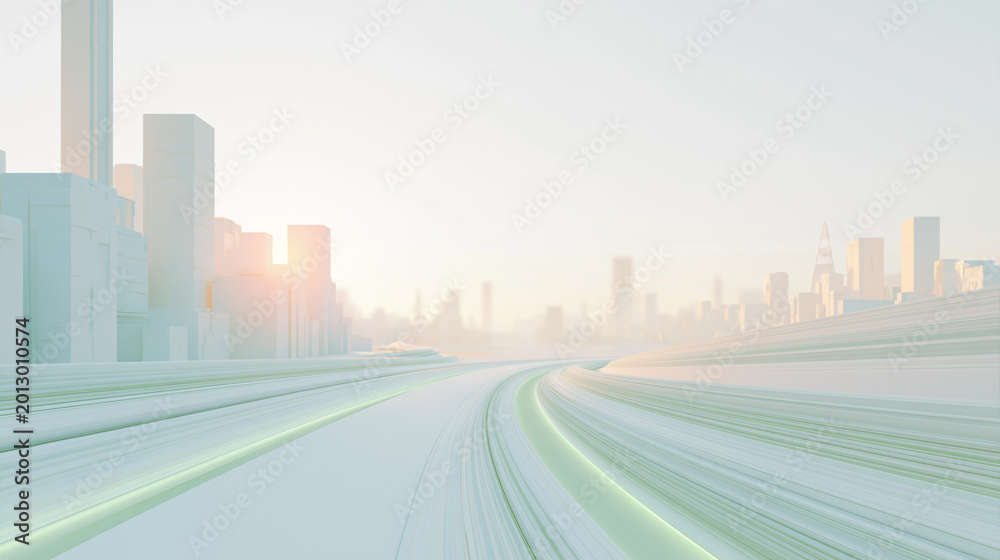 Fototapeta premium Green Mobility Flow Through a Clean Future City Banner