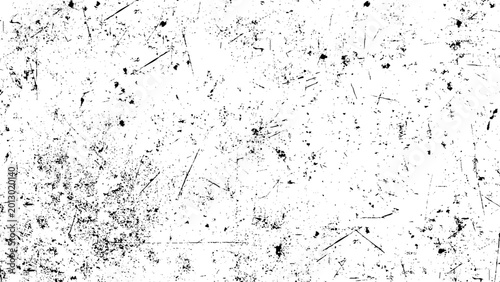 Quadro su tela Grunge texture with black splatters and scratches on white background for design