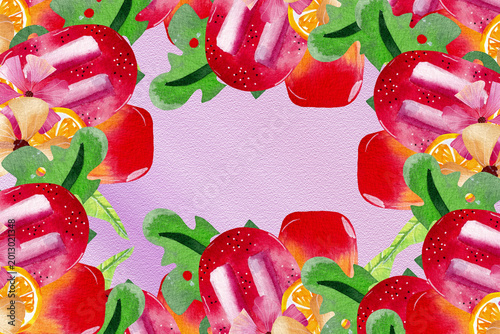 Summer vibes watercolor illustration frame