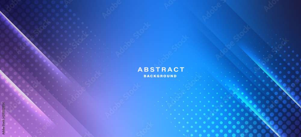 Naklejka premium Blue gradient abstract background with glowing halftone dots.