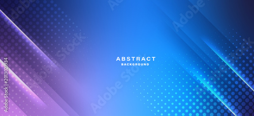 Blue gradient abstract background with glowing halftone dots.