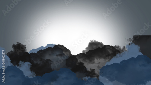 Schilderij op canvas Serene Cloudscape: a breathtaking display of ethereal clouds dancing across a serene sky, capturing a sense of tranquility