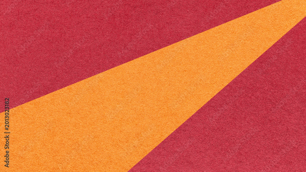 Fototapeta premium Abstract geometric wine red paper background with orange ray, macro texture for banner, template, presentation