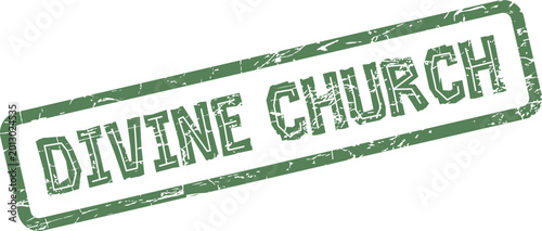 Fotografia An authentic textured green rubber stamp impression presents the words Divine Ch