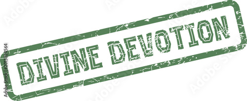 Konstfotografi An authentic textured green rubber stamp impression presents the words Divine De