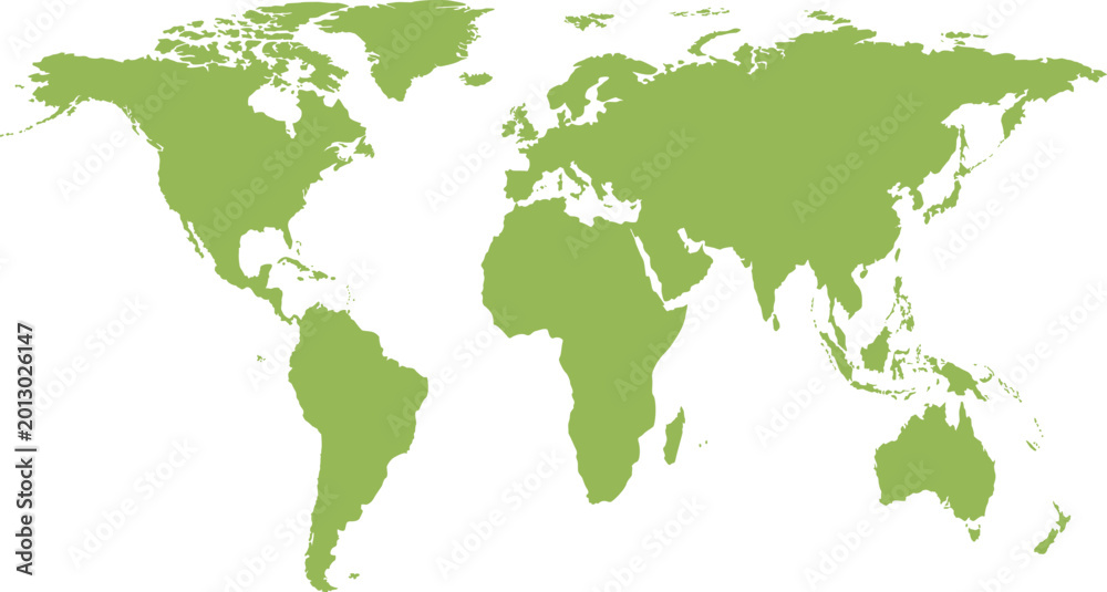 Obraz premium premium World Map, Green Vector Illustration, Global Globe, Continental Outline vector illustration