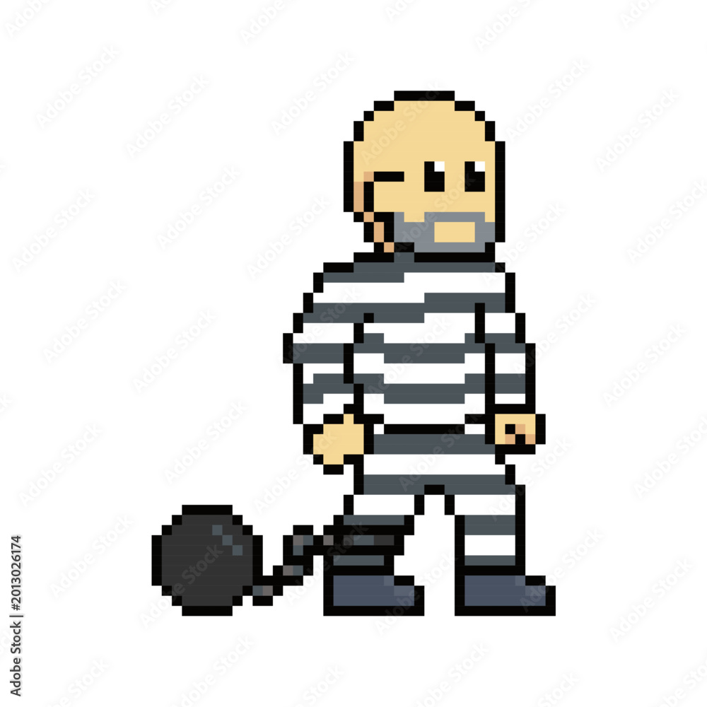Obraz premium prisoner man draw pixel art