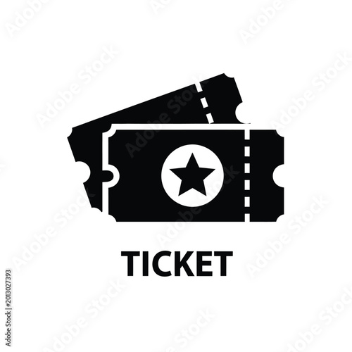 black silhouette of two movie tickets with a star inside a circular shape on a white background high quality professional