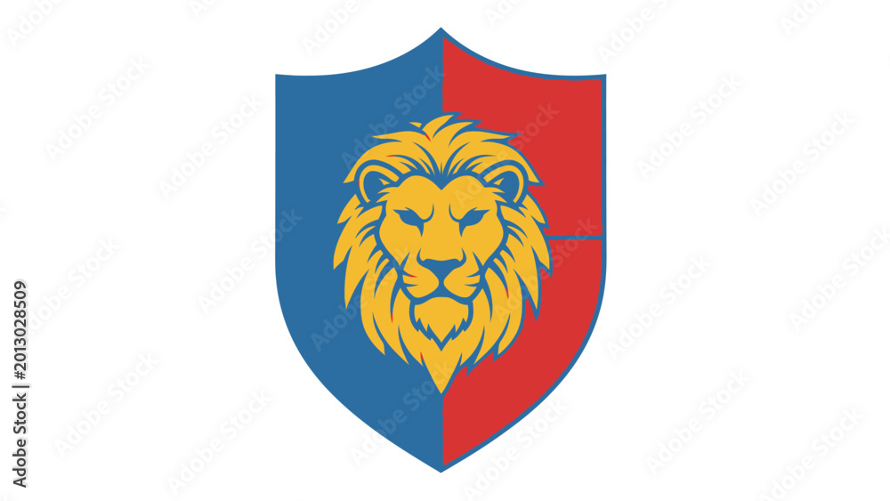 Fototapeta premium Lion Emblem Shield, Heraldic Crest, Royal Symbol, Strength and Courage