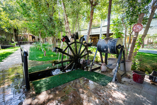 Bild auf Leinwand Water mill at traditional paper factory in Samarkand.