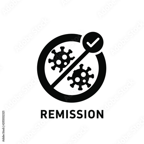 Fotografie virus prohibition icon with checkmark black symbol of disease control and remiss