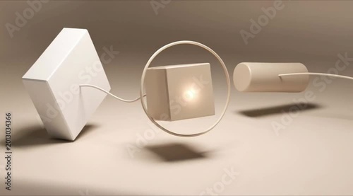 Conceptual 3D visualization of interconnected abstract forms representing digital communication, data exchange, and innovative technological systems for the future