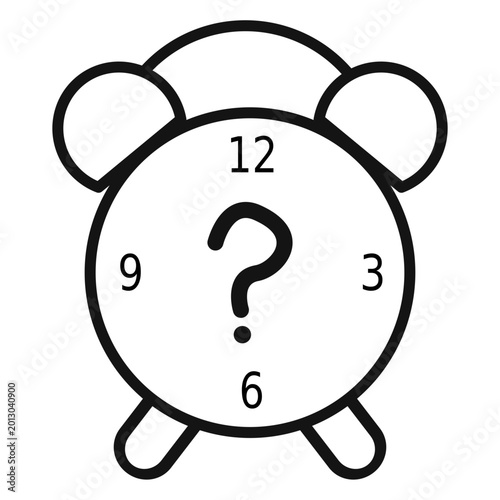Question Mark Alarm Clock Icon for Time Management and Reminder Concept