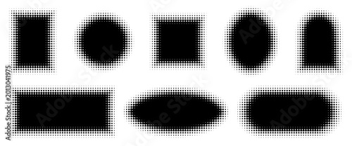 Fotografía Halftone dot patterns and geometric shapes with gradient effects
