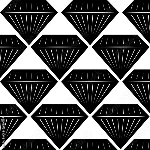 Seamless black and white geometric diamond pattern background