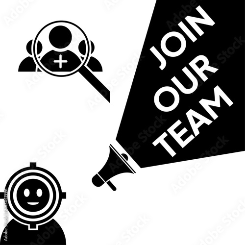 Join our team recruitment and headhunting vector icons