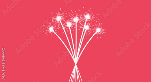Sparklers Firework Display on Pink Background, Celebration, Party, Festive, Bright Sparks