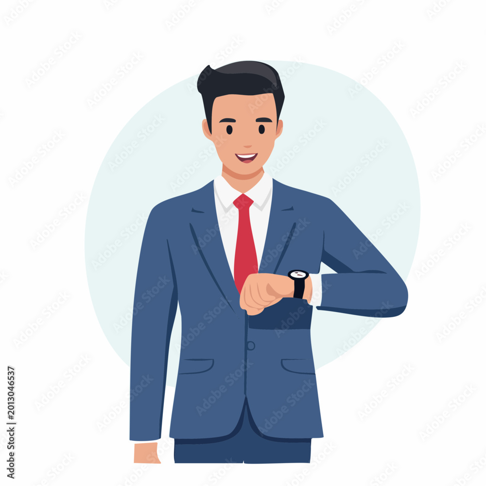 Obraz premium Man in Suit Checking Wristwatch