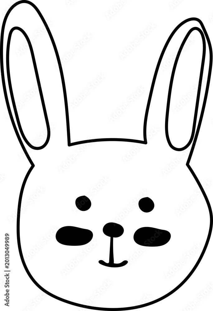 Obraz premium Bunny Face Outline Sticker for Easter Design